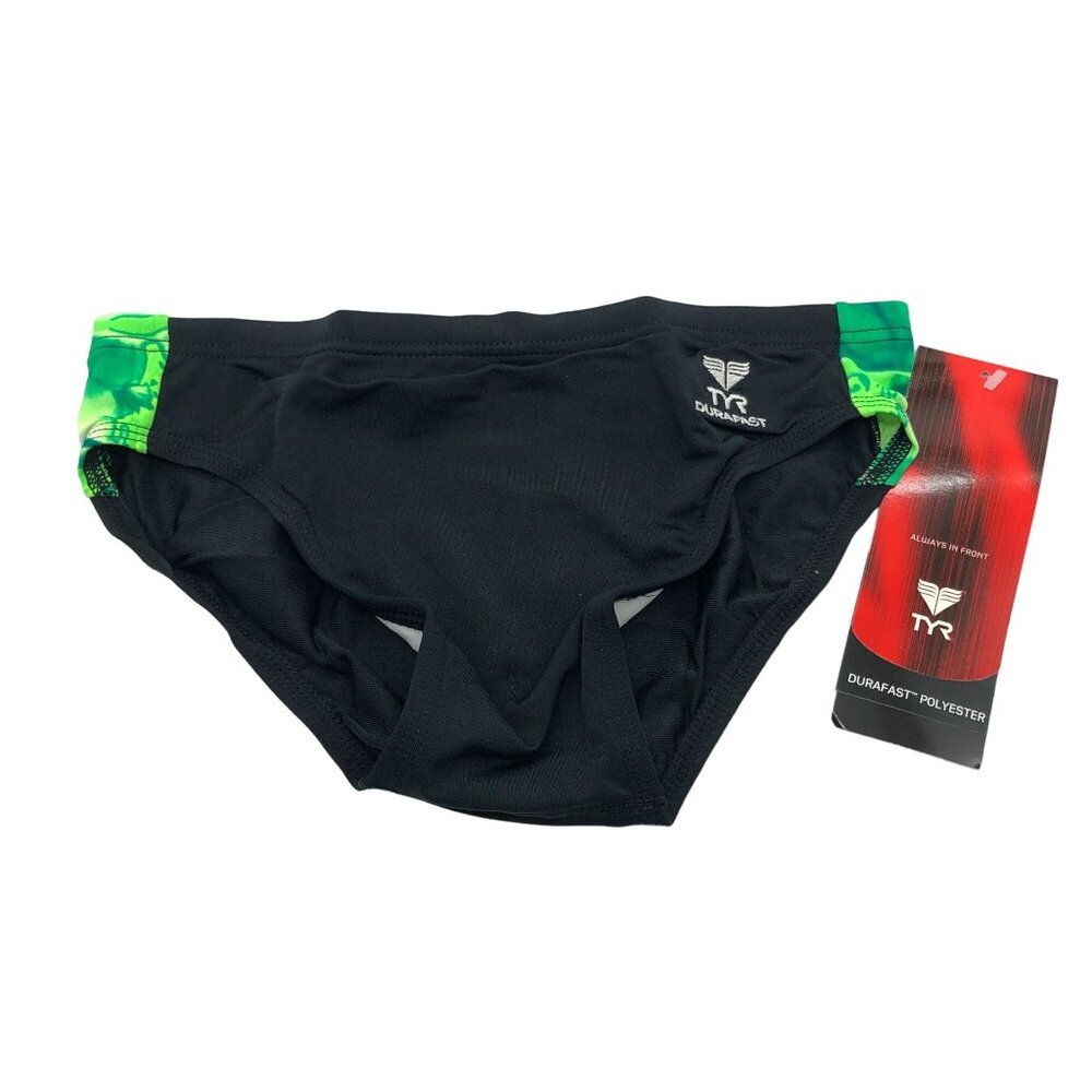 TYR Boys Admiral Splice Racer Drawstring Black Green 28